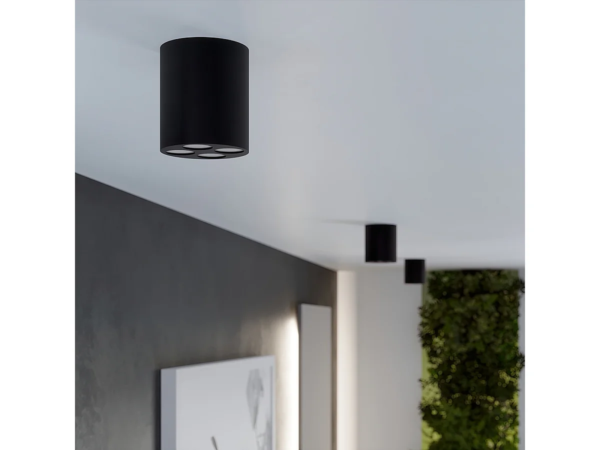 Lampada da soffitto ZOE minimalista di alluminio - 4 sorgenti luminose - L.7,2 x A.8,3 cm - nero