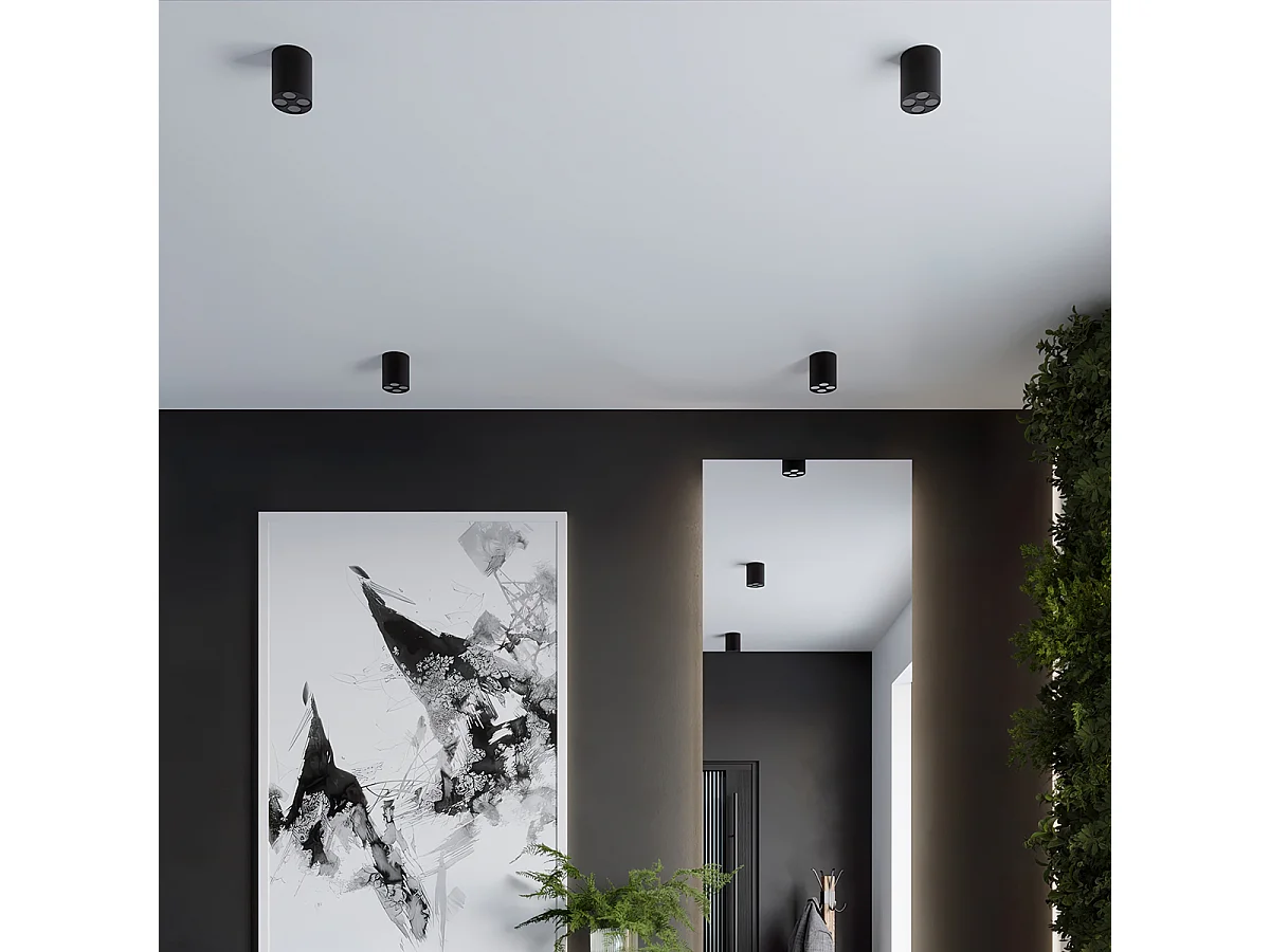 Lampada da soffitto ZOE minimalista di alluminio - 4 sorgenti luminose - L.7,2 x A.8,3 cm - nero