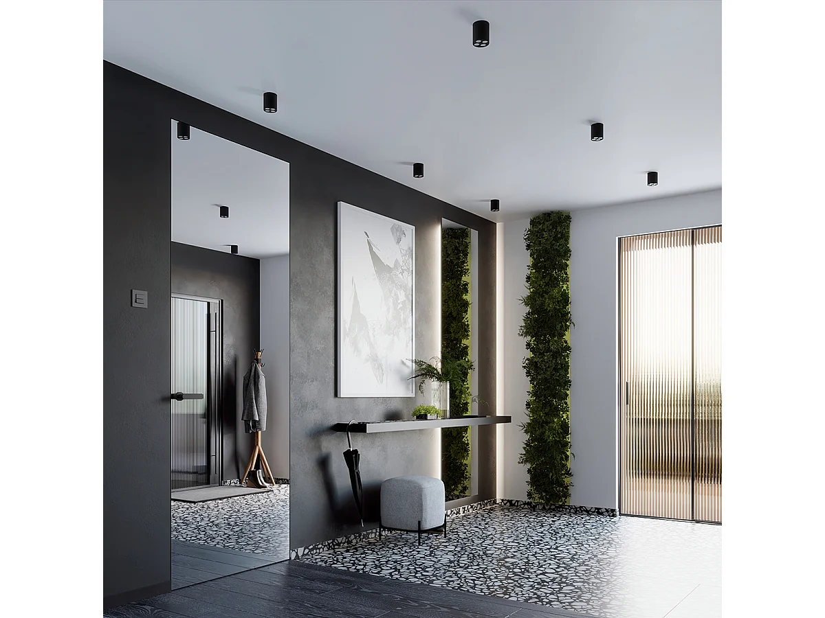 Lampada da soffitto ZOE minimalista di alluminio - 4 sorgenti luminose - L.7,2 x A.8,3 cm - nero