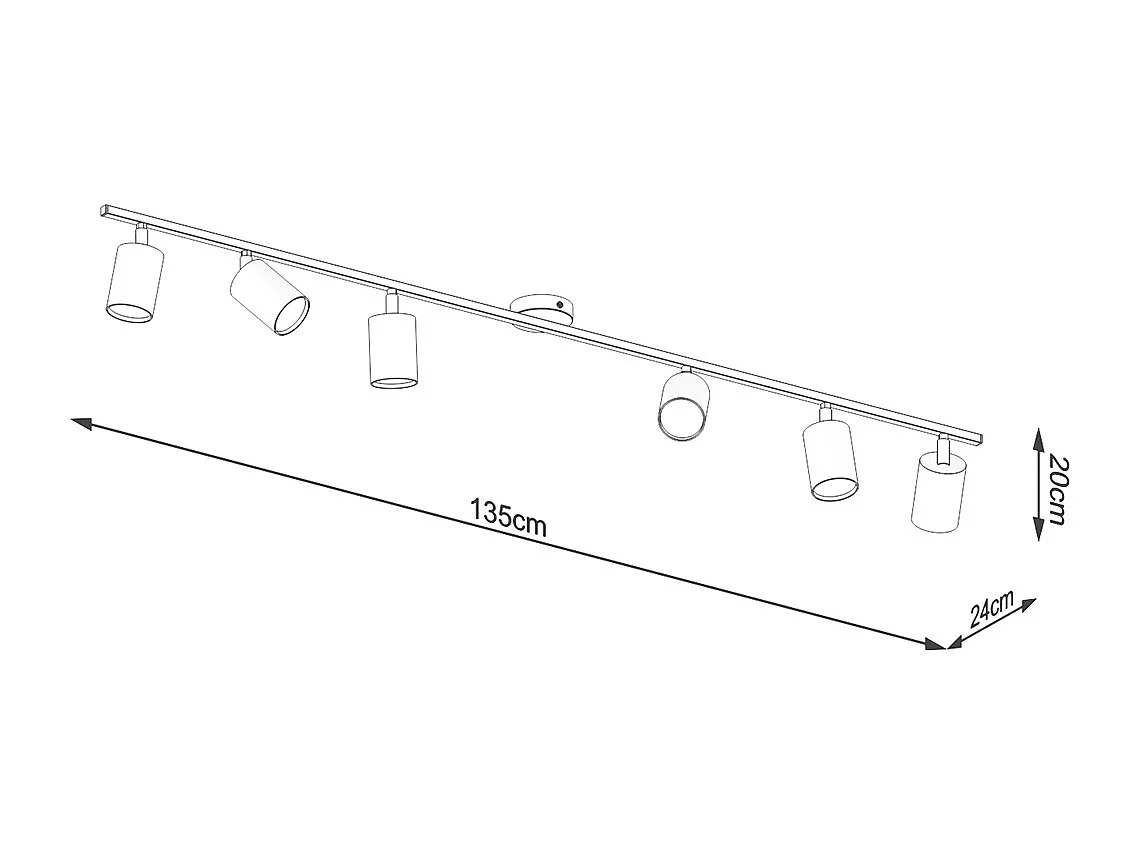 Deckenlampen Lemmi Modern Aus  Stahl - 6 Lichtquellen - L.135 X H. Cm - Schwarz
