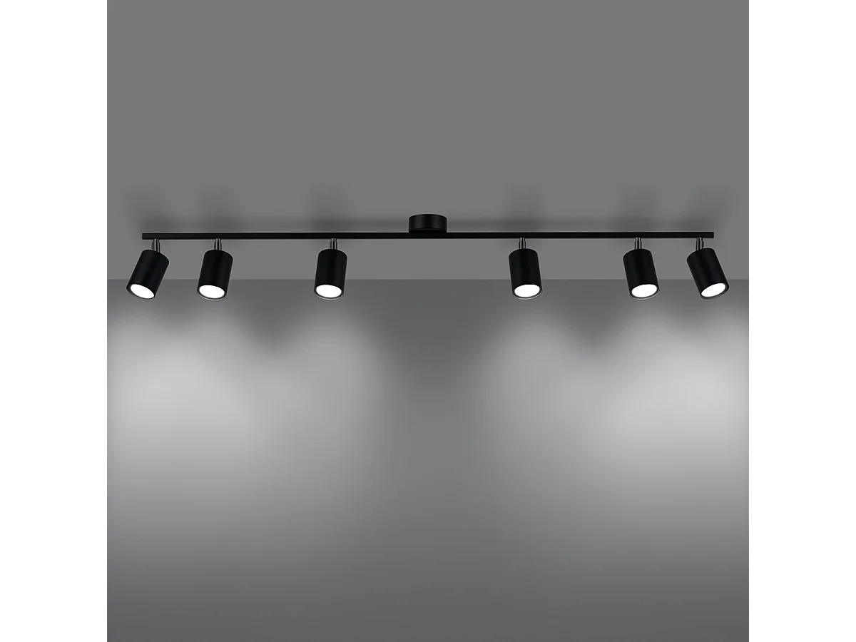 Plafondlampen Lemmi Modern Van  - 6 Lichtbronnen - L.135 X H.20 Cm - Zwart
