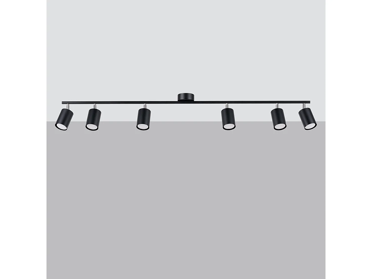 Deckenlampe LEMMI modern aus  Stahl - 6 lichtquellen - L.135 x H. cm - Schwarz