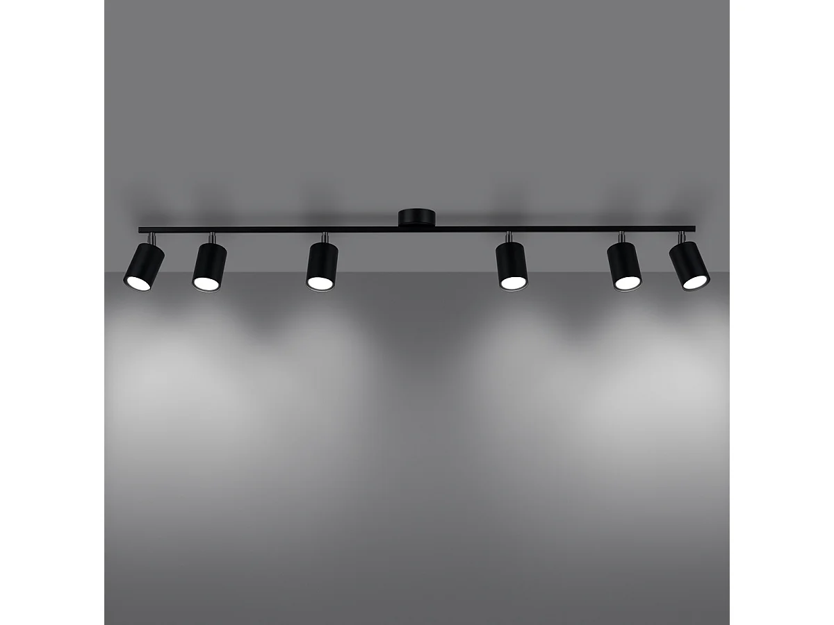 Deckenlampe LEMMI modern aus  Stahl - 6 lichtquellen - L.135 x H. cm - Schwarz
