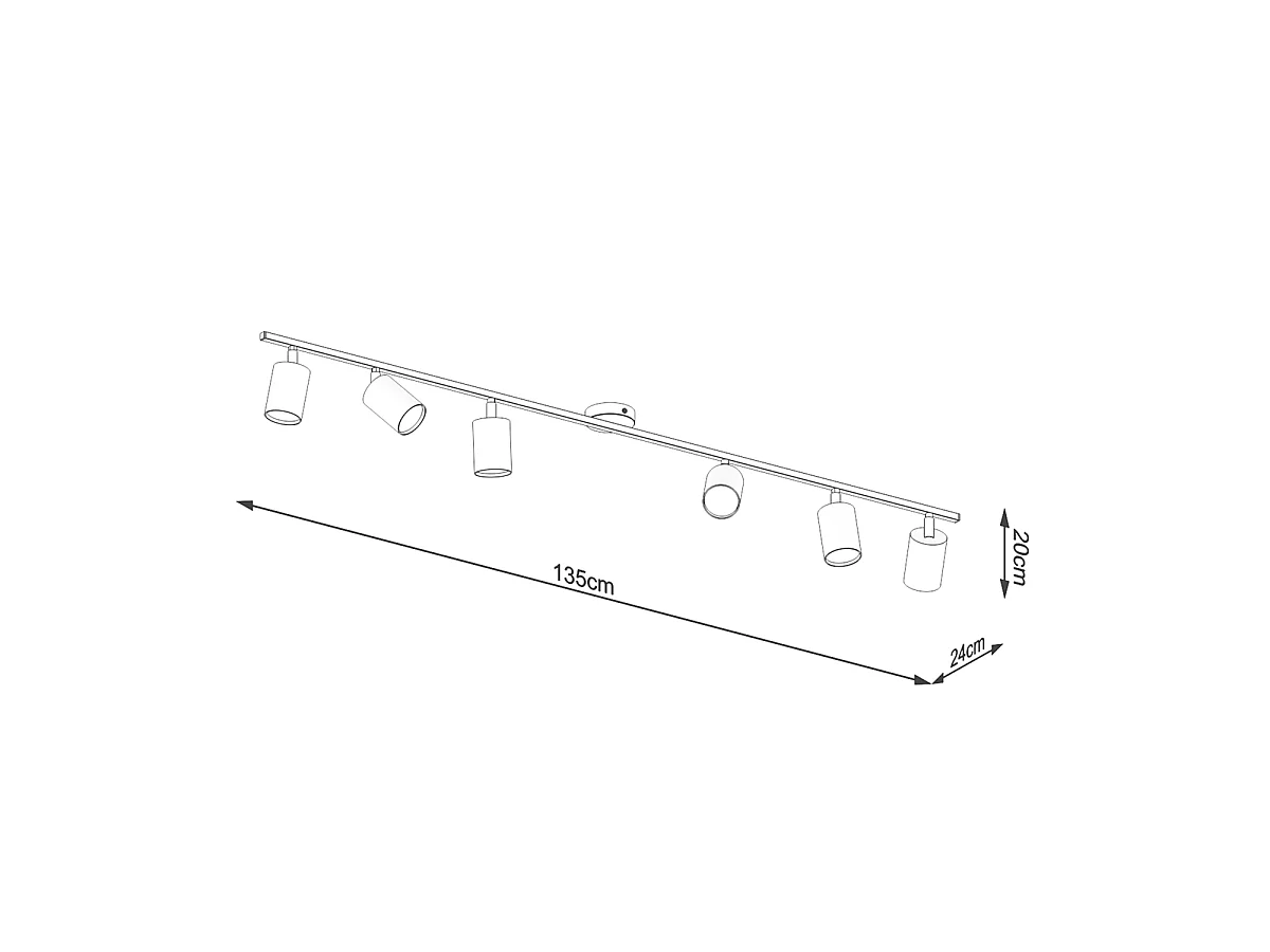 Deckenlampe LEMMI modern aus  Stahl - 6 lichtquellen - L.135 x H. cm - Schwarz