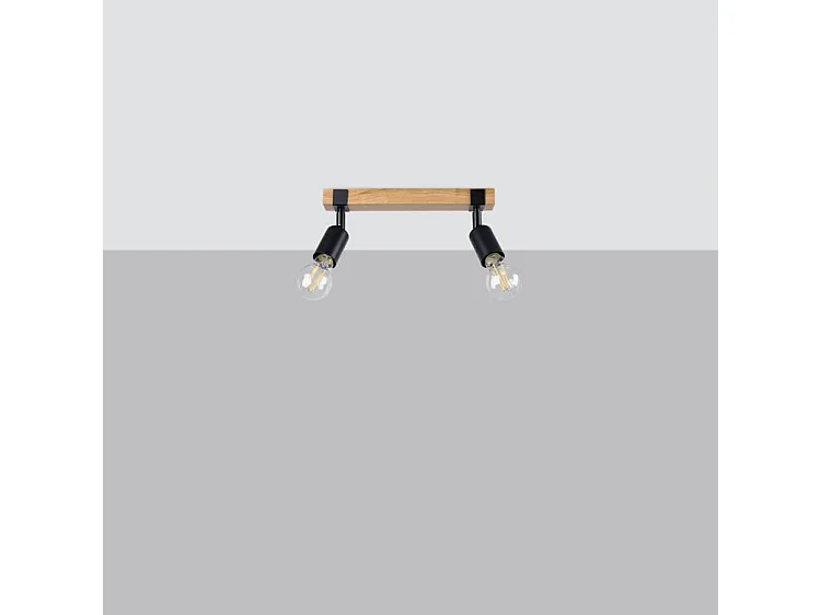 Plafondlampen Zuca Modern Van  - 2 Lichtbronnen - L.38 X H.14 Cm - Zwart Hout