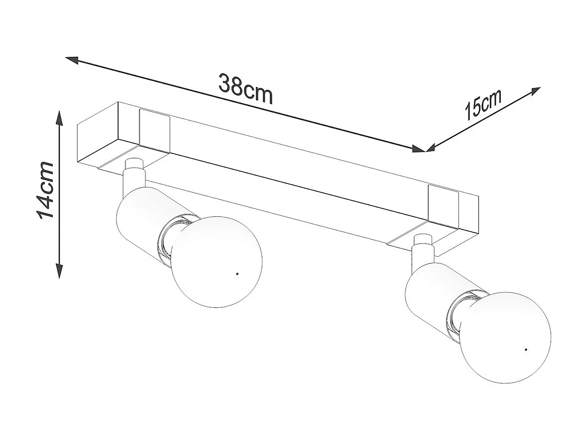 Plafondlampen Zuca Modern Van  - 2 Lichtbronnen - L.38 X H.14 Cm - Zwart Hout