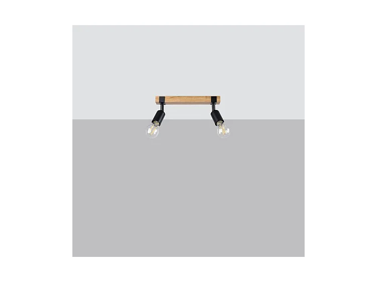 Plafonniers Zuca Moderne En Acier/Bois - 2 Sources Lumineuses - L.38 X H.14 Cm - Bois Noir