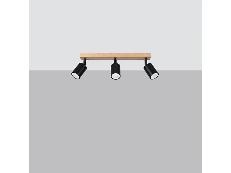 Deckenlampen Verdo Modern Aus  Stahl/Holz - 3 Lichtquellen - L.61 X H. Cm - Schwarzes Holz