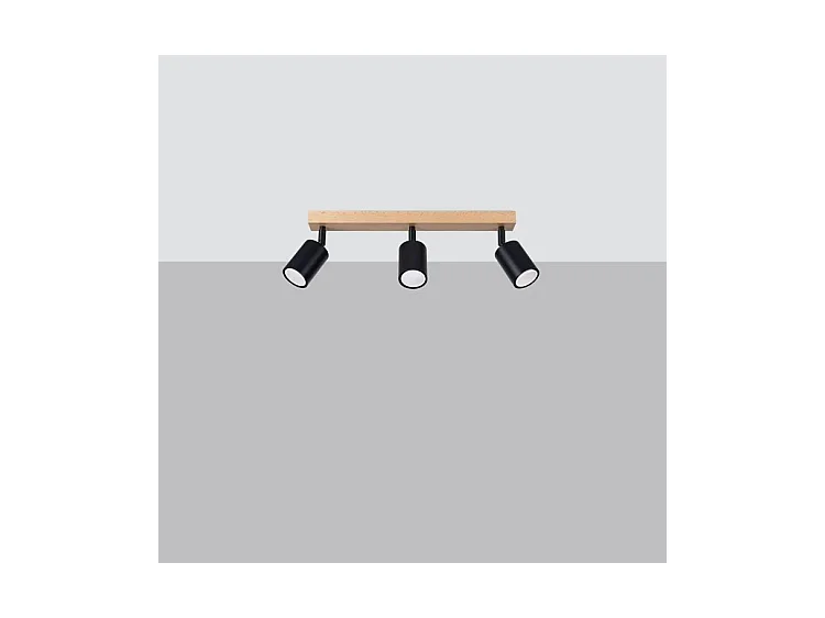 Plafondlampen Verdo Modern Van  - 3 Lichtbronnen - L.61 X H.17,5 Cm - Zwart Hout