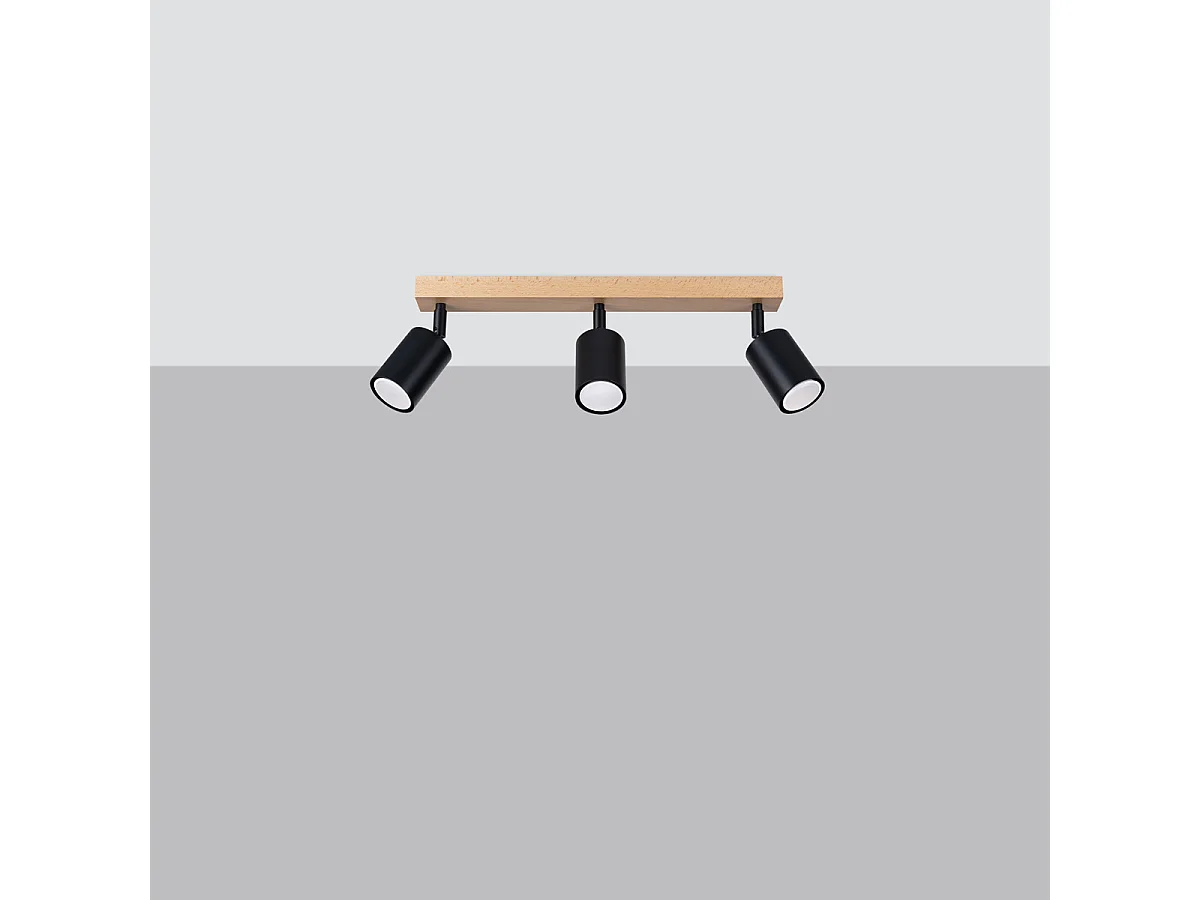 Deckenlampe VERDO modern aus  Stahl/Holz - 3 lichtquellen - L.61 x H. cm - schwarzes Holz