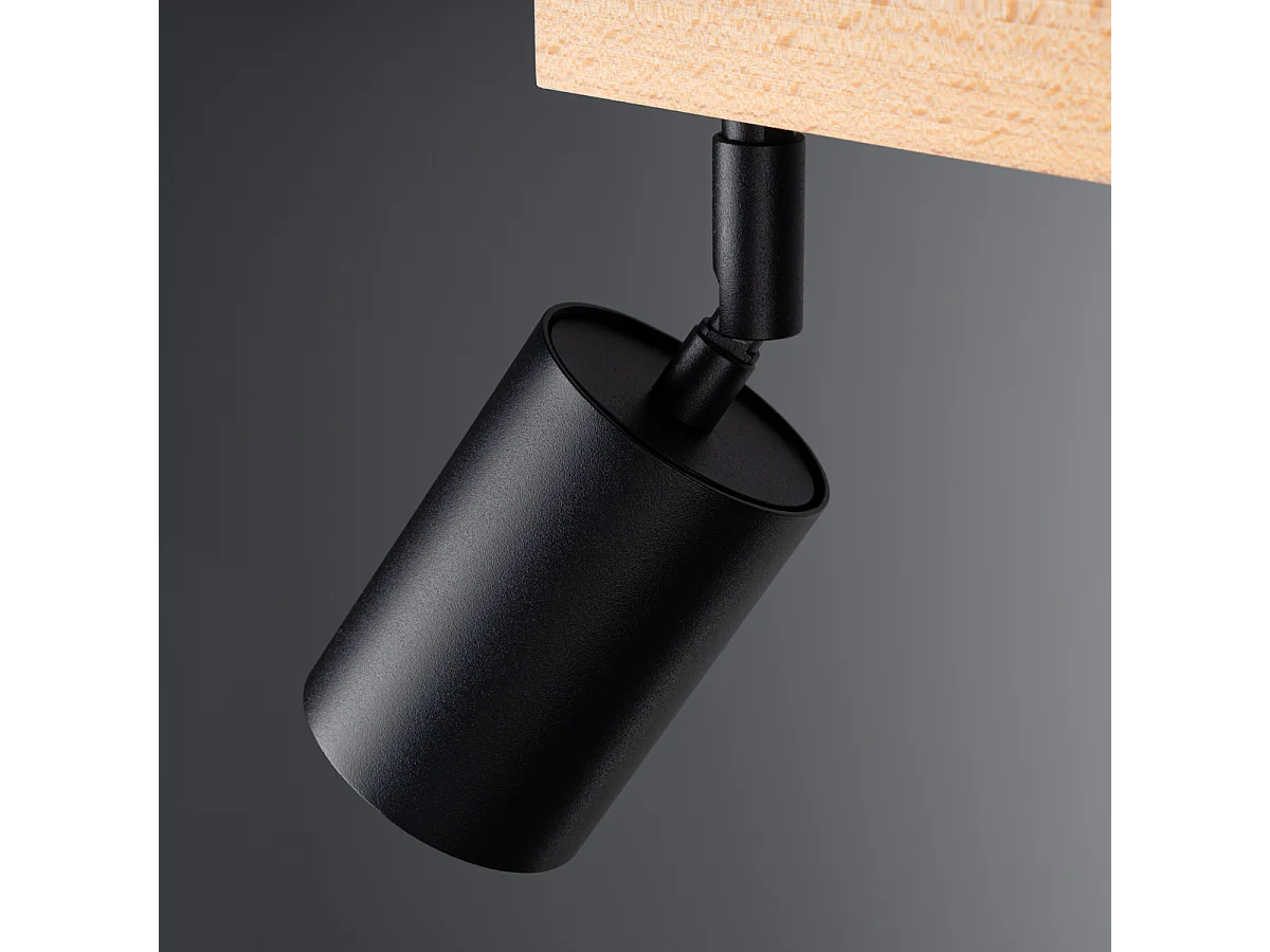 Deckenlampe VERDO modern aus  Stahl/Holz - 3 lichtquellen - L.61 x H. cm - schwarzes Holz