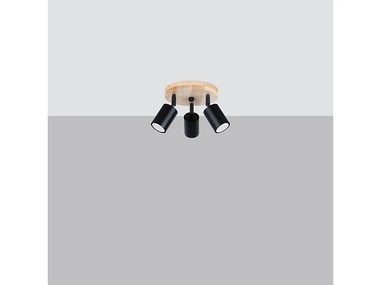 Lámparas De Techo Verdo Escandinavo De Acero/Madera - 3 Fuentes Luminosas - L.33 X A.17 Cm - Madera Negra
