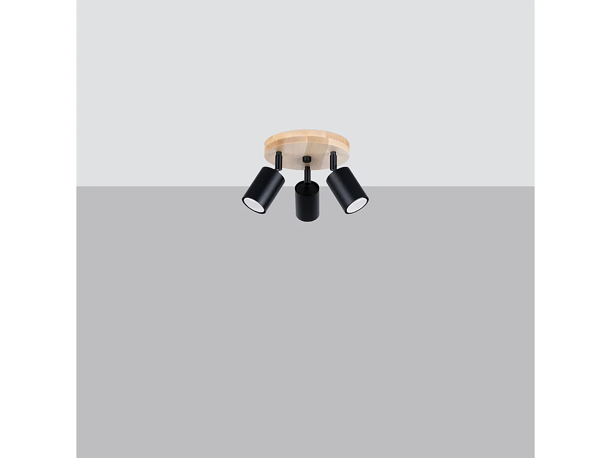 Lámparas De Techo Verdo Escandinavo De Acero/Madera - 3 Fuentes Luminosas - L.33 X A.17 Cm - Madera Negra
