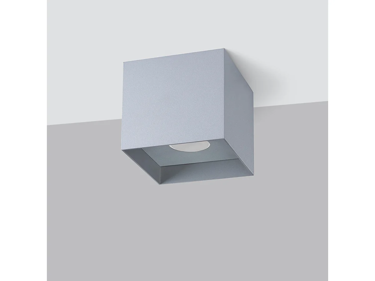 Plafonnier Hati Minimaliste En Aluminium - 1 Sources Lumineuses - L.10 X H.10 Cm - Gris