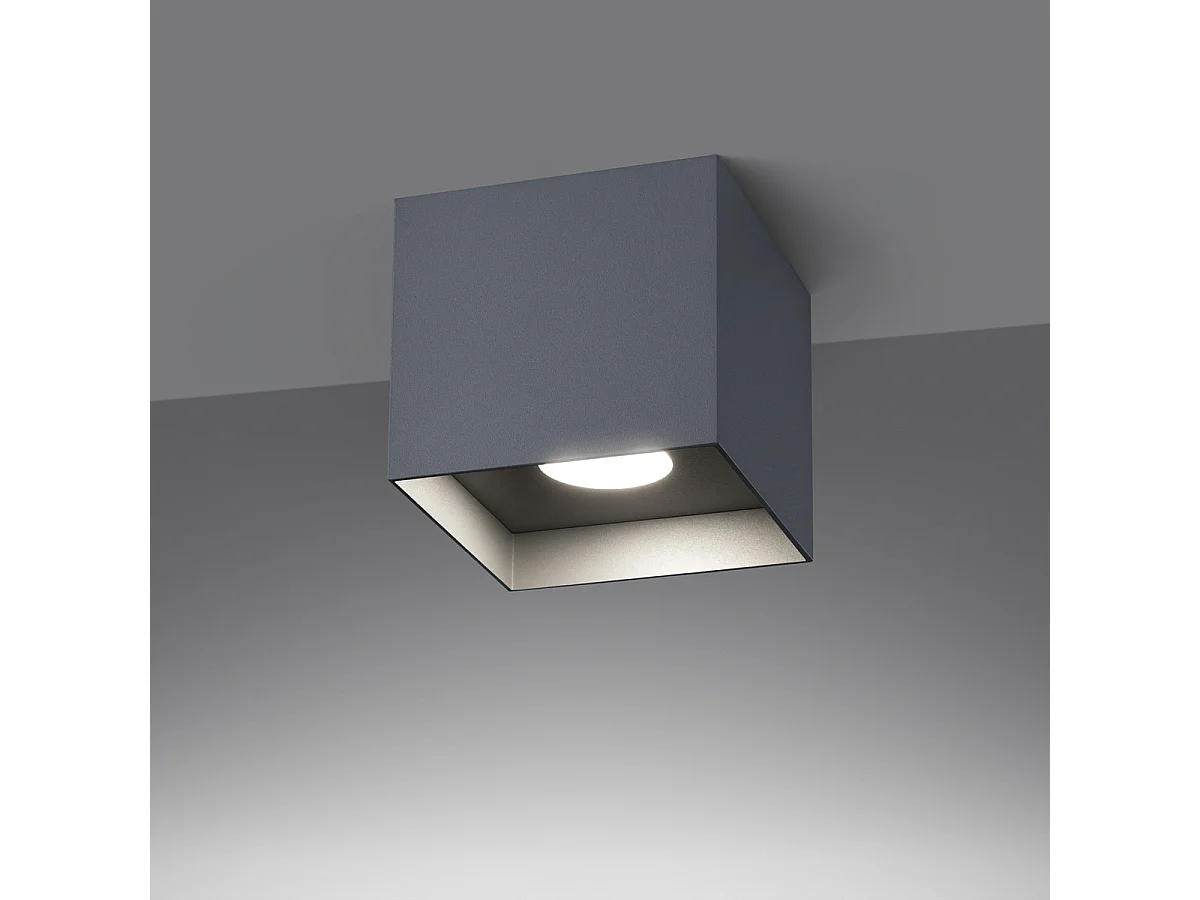 Plafonnier Hati Minimaliste En Aluminium - 1 Sources Lumineuses - L.10 X H.10 Cm - Gris