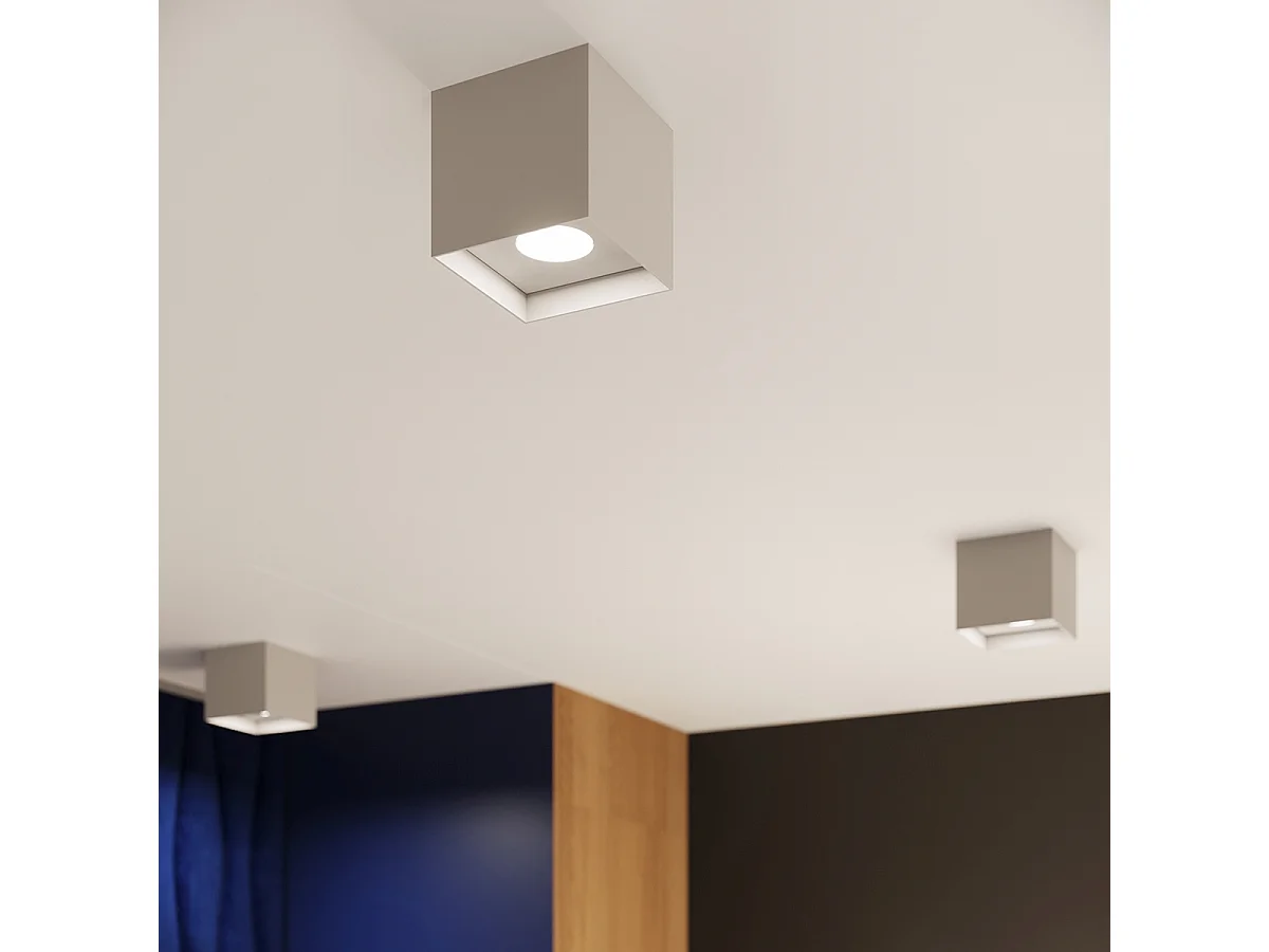 Plafonnier Hati Minimaliste En Aluminium - 1 Sources Lumineuses - L.10 X H.10 Cm - Gris