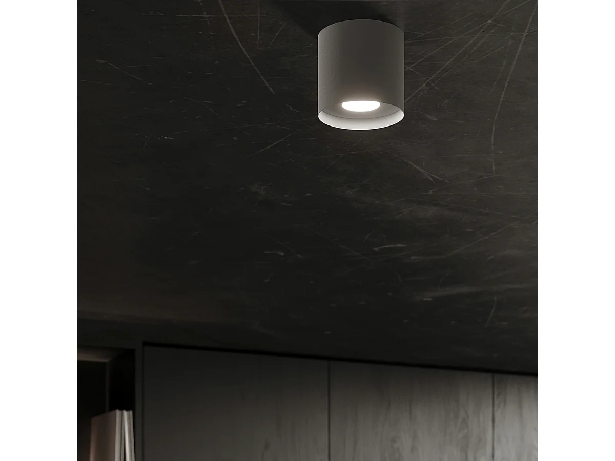 Deckenlampen Mika Minimalistisch Aus  Aluminium - 1 Lichtquellen - L.12 X H. Cm - Grau