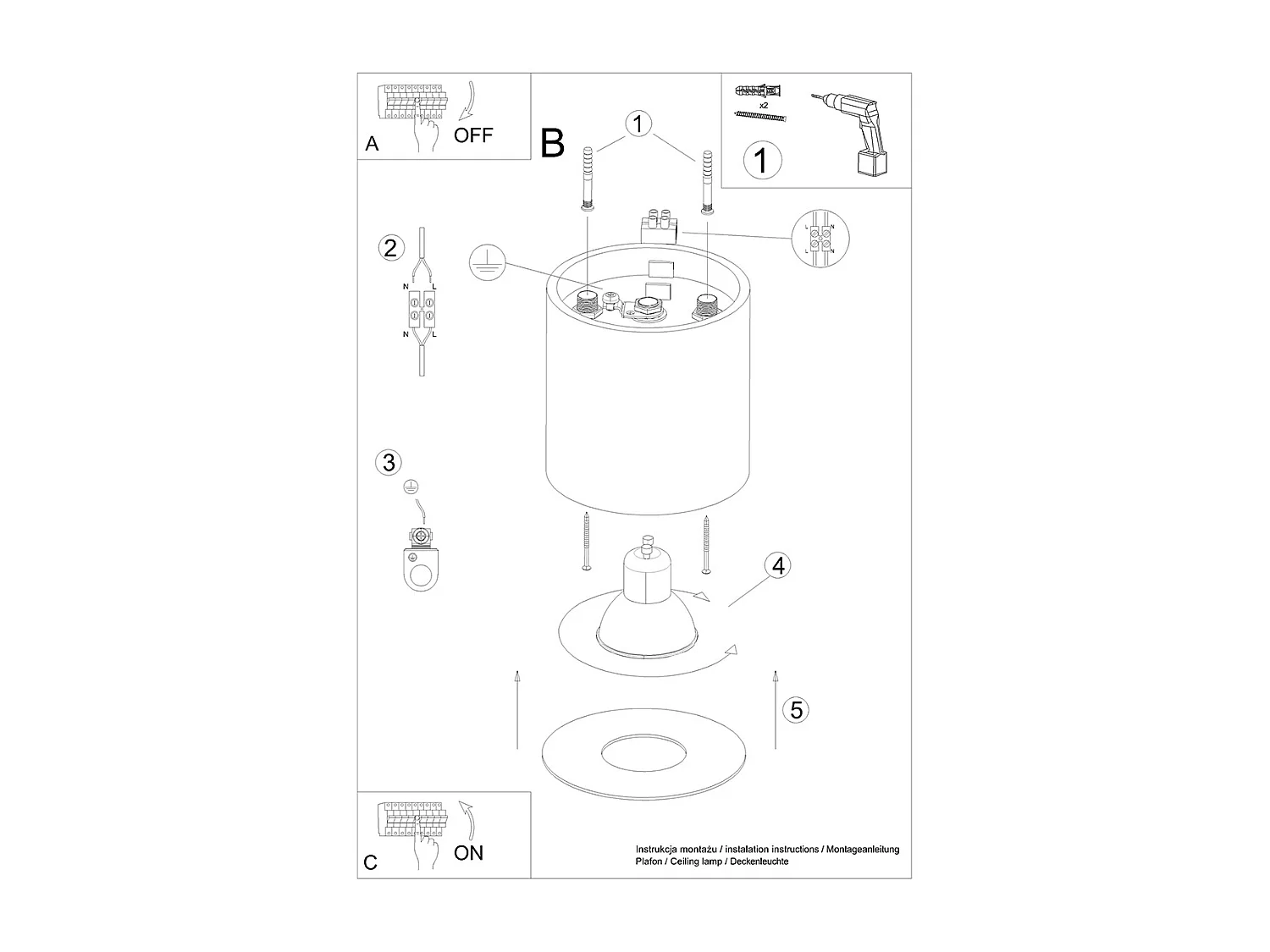 Plafonniers Mika Minimaliste En Aluminium - 1 Sources Lumineuses - L.12 X H.11 Cm - Gris