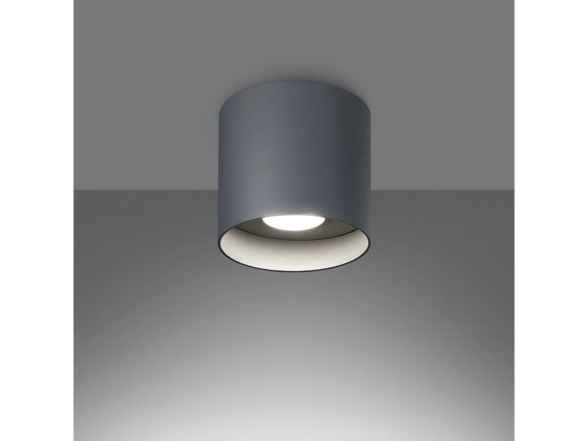 Plafondlamp MIKA minimalistisch van  - 1 lichtbronnen - L.12 x H.11 cm - grijs