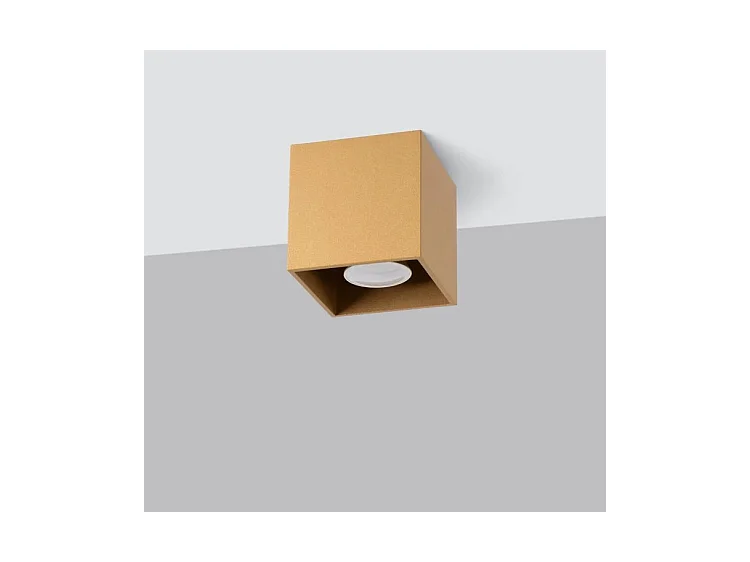 Plafonnier Quad Minimaliste En Acier - 1 Sources Lumineuses - L.10 X H.10 Cm - Doré