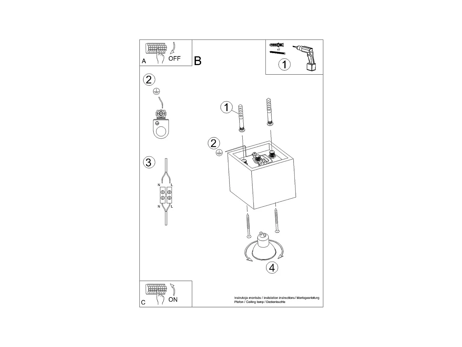 Deckenleuchte Quad Minimalistisch Aus  Stahl - 1 Lichtquellen - L.10 X H. Cm - Golden