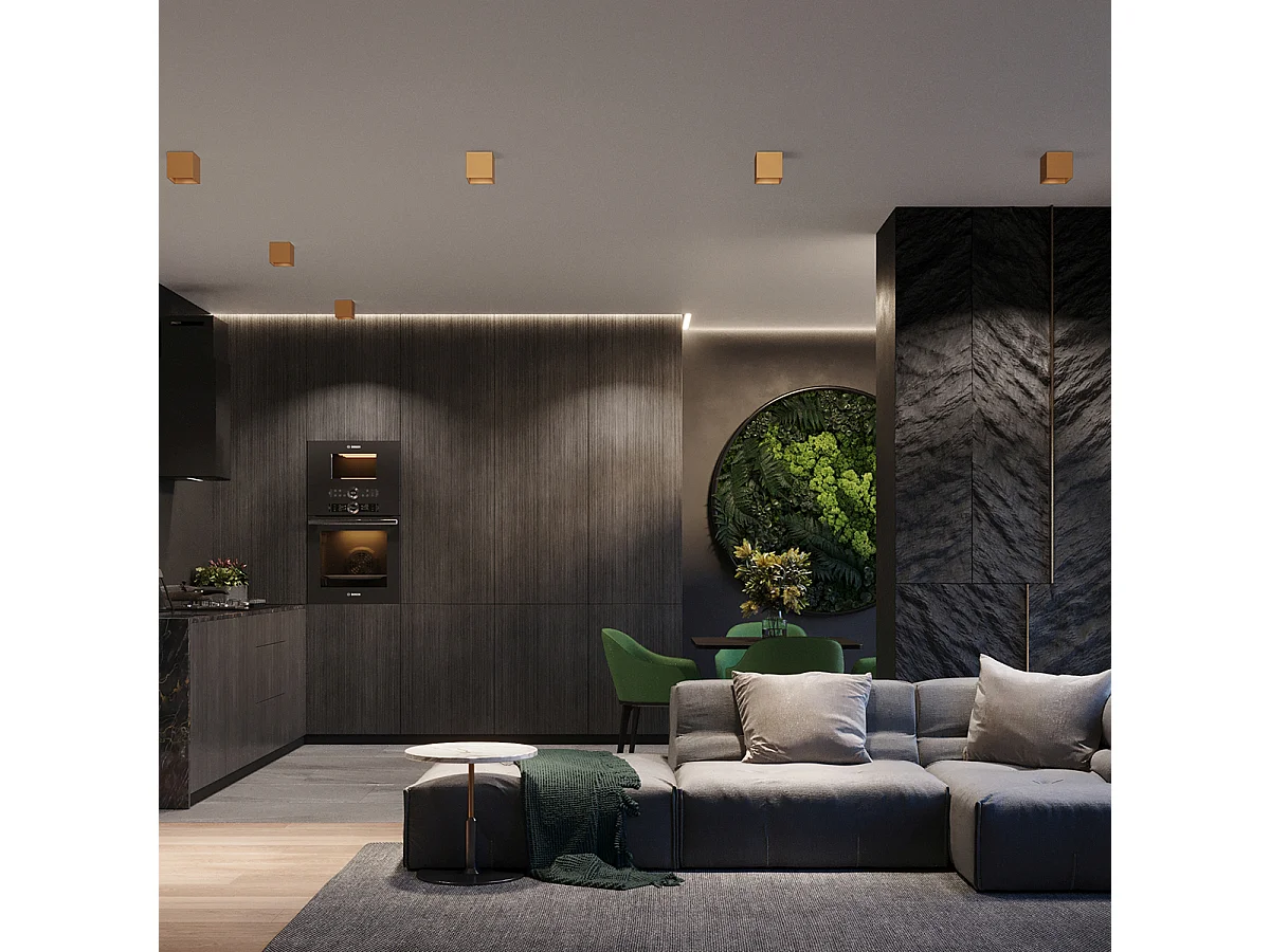 Plafonnier Quad Minimaliste En Acier - 1 Sources Lumineuses - L.10 X H.10 Cm - Doré