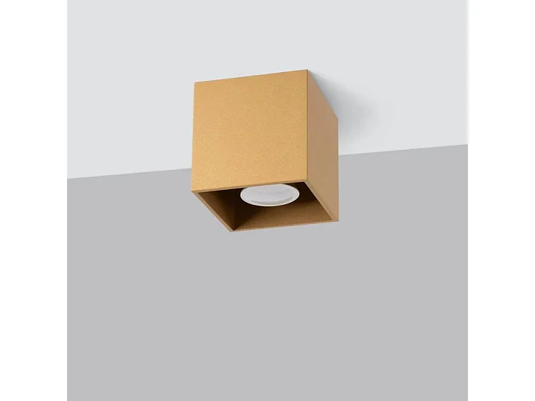 Candeeiro De Teto Quad Minimalista, Aço - 1 Lichtbronnen - L.10 X H.10 Cm - Dourado