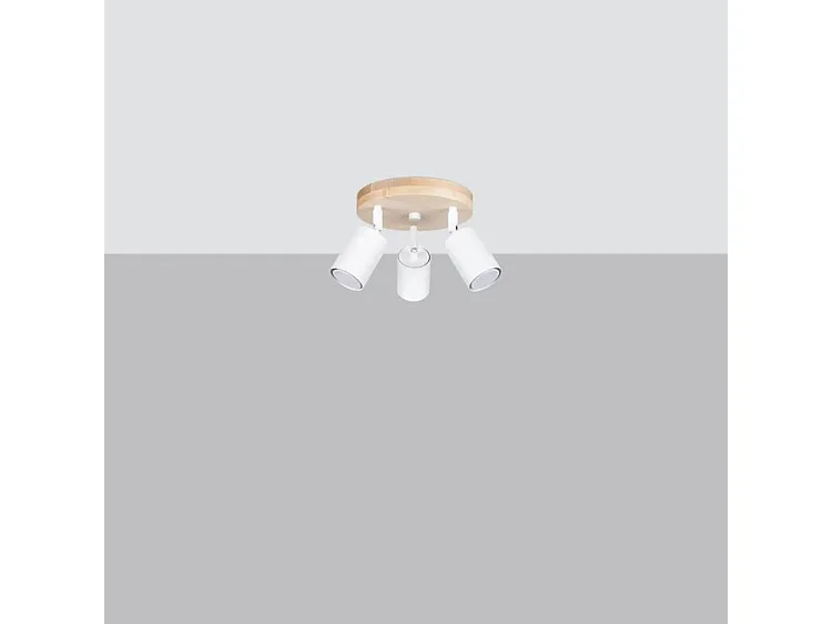 Lampade Da Soffitto Verdo Scandinavo Di Acciaio/Legno - 3 Sorgenti Luminose - L.33 X A.17 Cm - Legno Bianco