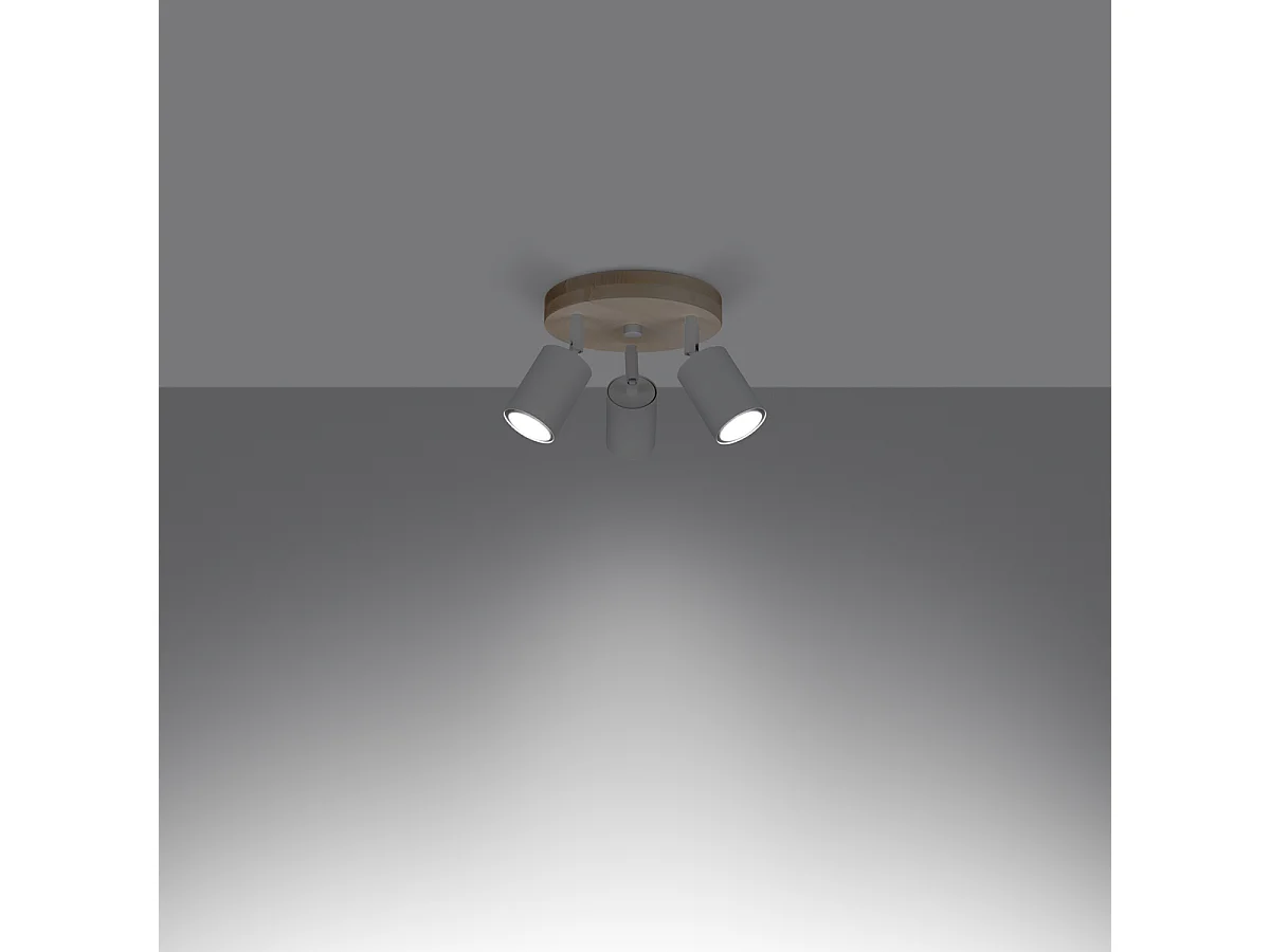 Lampade Da Soffitto Verdo Scandinavo Di Acciaio/Legno - 3 Sorgenti Luminose - L.33 X A.17 Cm - Legno Bianco