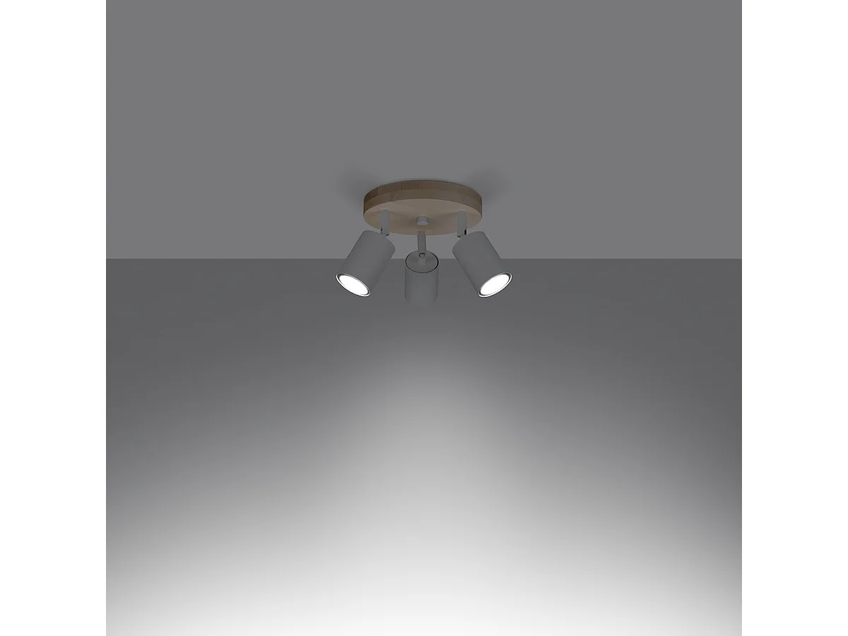 Plafonnier Verdo Scandinave En Acier/Bois - 3 Sources Lumineuses - L.33 X H.17 Cm - Bois Blanc