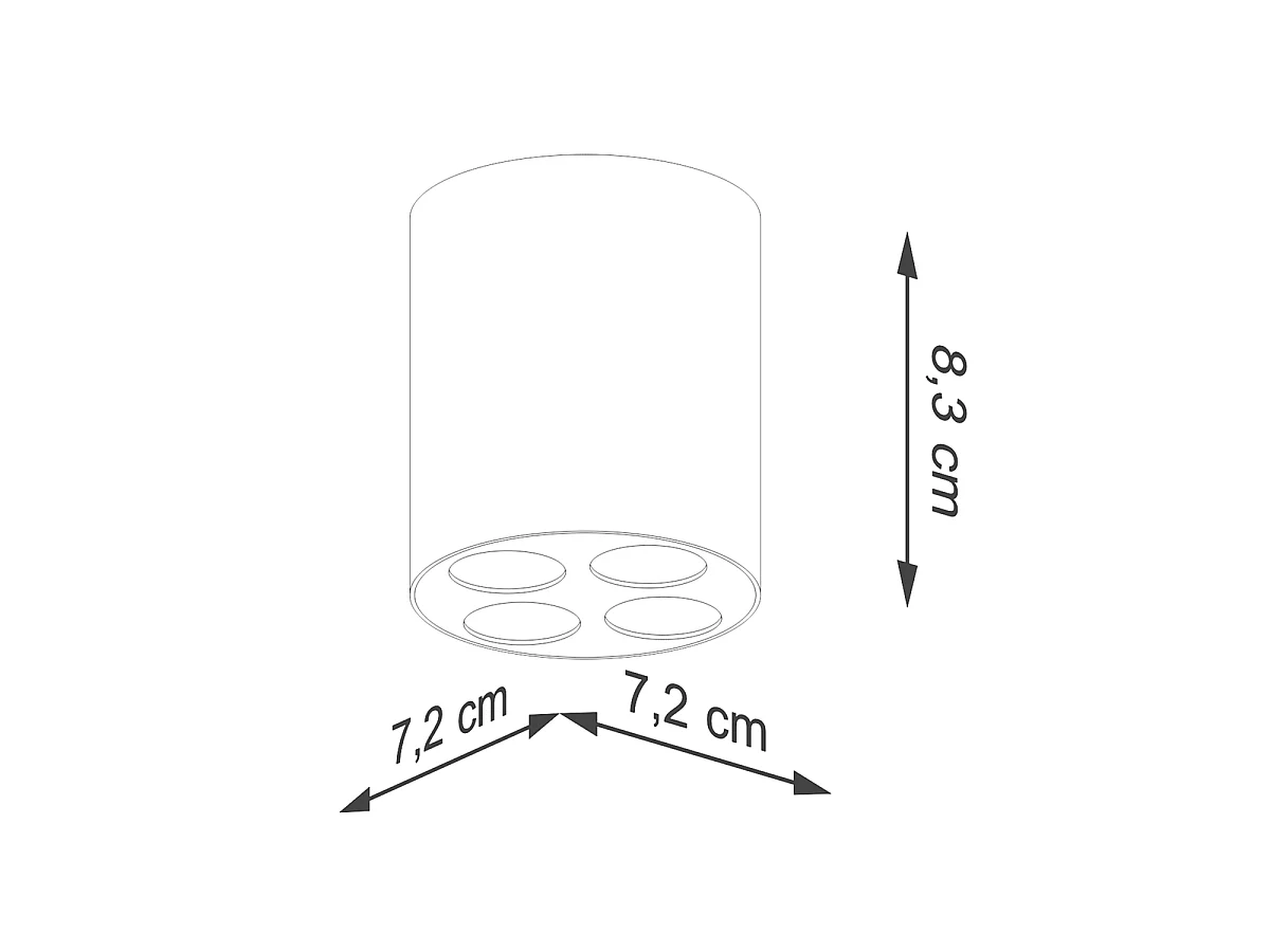 Lampada da soffitto ZOE minimalista di alluminio - 4 sorgenti luminose - L.7,2 x A.8,3 cm - bianco