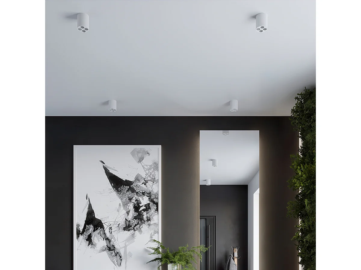 Lampada da soffitto ZOE minimalista di alluminio - 4 sorgenti luminose - L.7,2 x A.8,3 cm - bianco