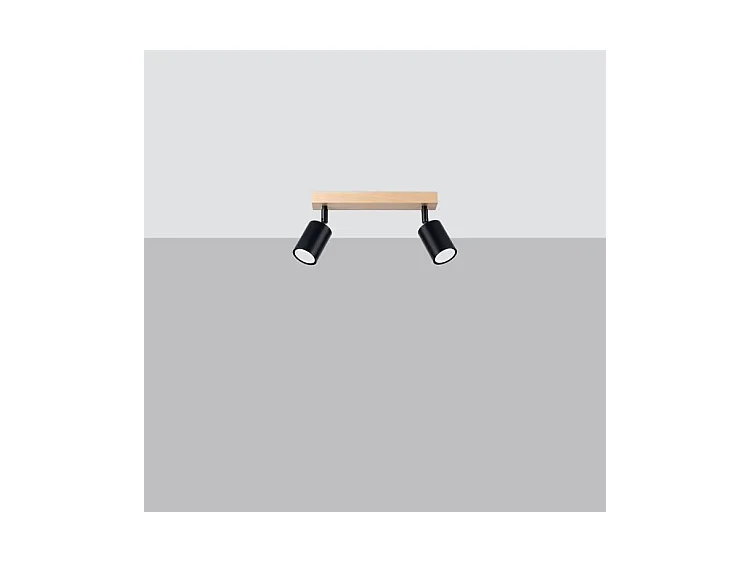 Plafondlampen Verdo Modern Van  - 2 Lichtbronnen - L.46 X H.17,5 Cm - Zwart Hout