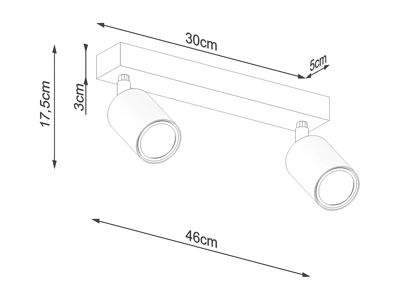 Lampade Da Soffitto Verdo Moderno Di Acciaio/Legno - 2 Sorgenti Luminose - L.46 X A.17,5 Cm - Legno Nero