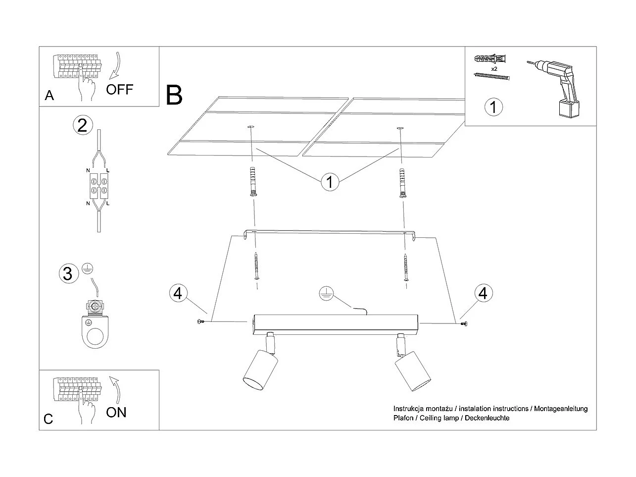 Lampade Da Soffitto Verdo Moderno Di Acciaio/Legno - 2 Sorgenti Luminose - L.46 X A.17,5 Cm - Legno Nero