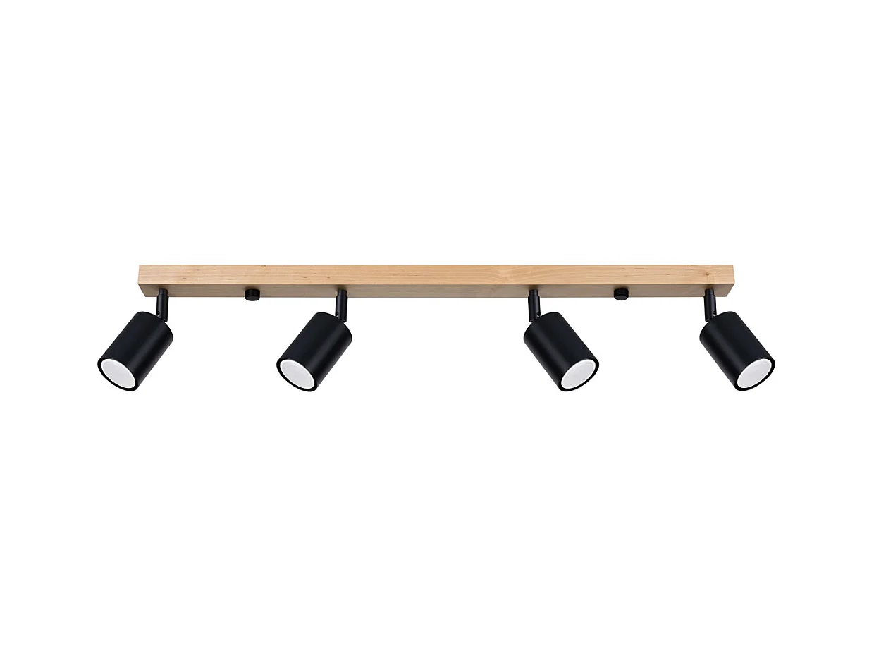 Plafonniers Verdo Moderne En Acier/Bois - 4 Sources Lumineuses - L.96 X H.17,5 Cm - Bois Noir