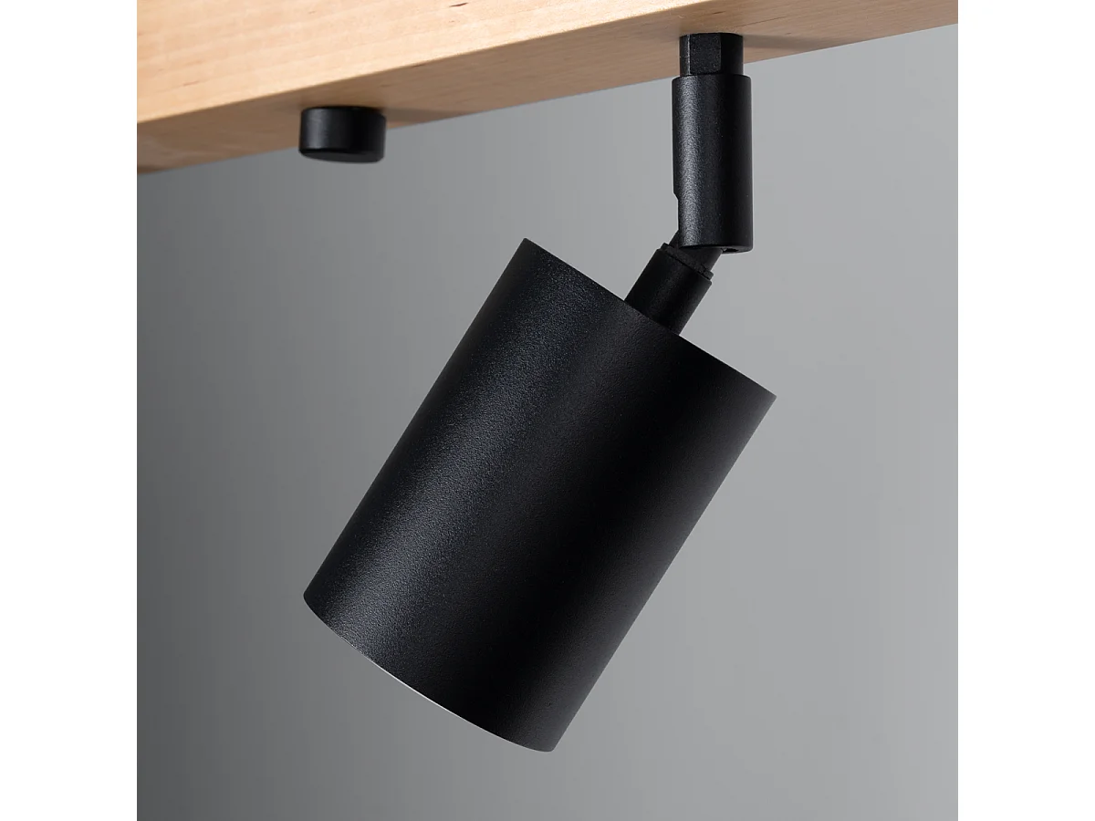 Plafonnier Verdo Moderne En Acier/Bois - 4 Sources Lumineuses - L.96 X H.17,5 Cm - Bois Noir