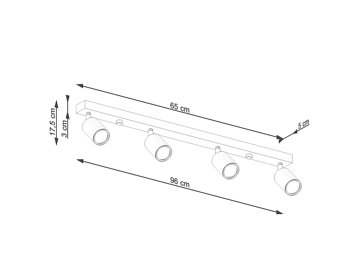 Plafonnier Verdo Moderne En Acier/Bois - 4 Sources Lumineuses - L.96 X H.17,5 Cm - Bois Noir