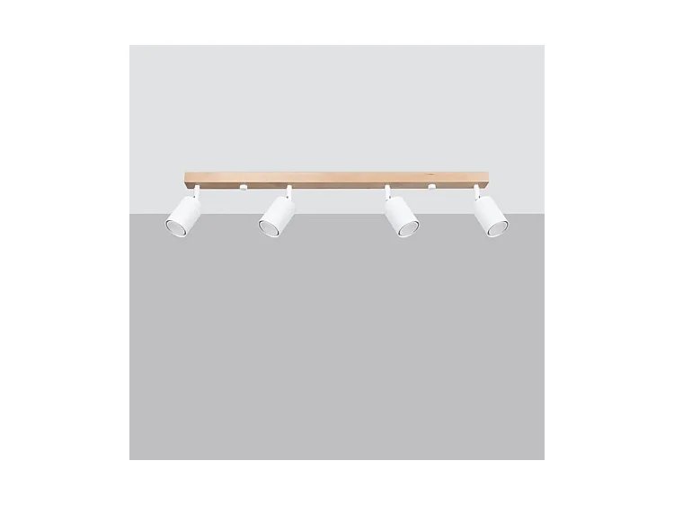 Plafondlampen Verdo Modern Van  - 4 Lichtbronnen - L.96 X H.17,5 Cm - Wit Hout