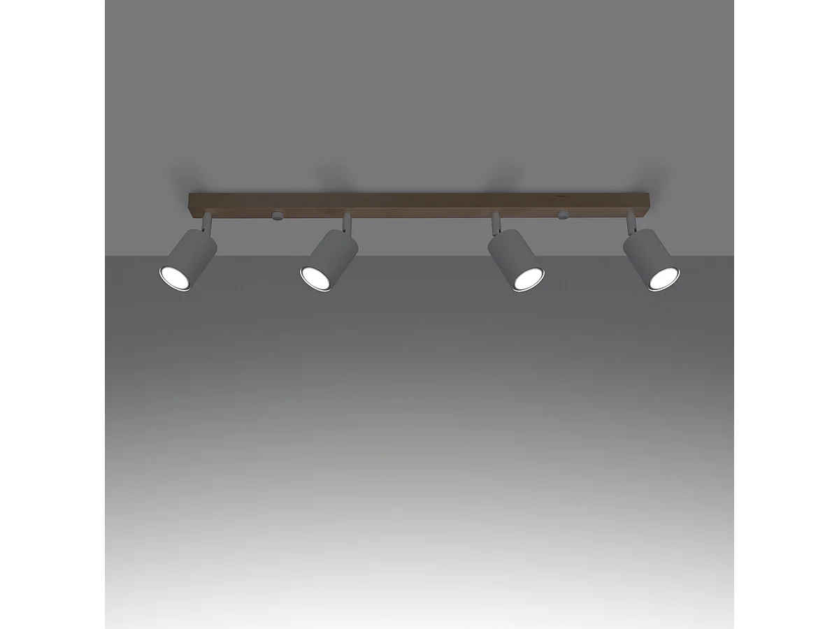 Plafonnier Verdo Moderne En Acier/Bois - 4 Sources Lumineuses - L.96 X H.17,5 Cm - Bois Blanc