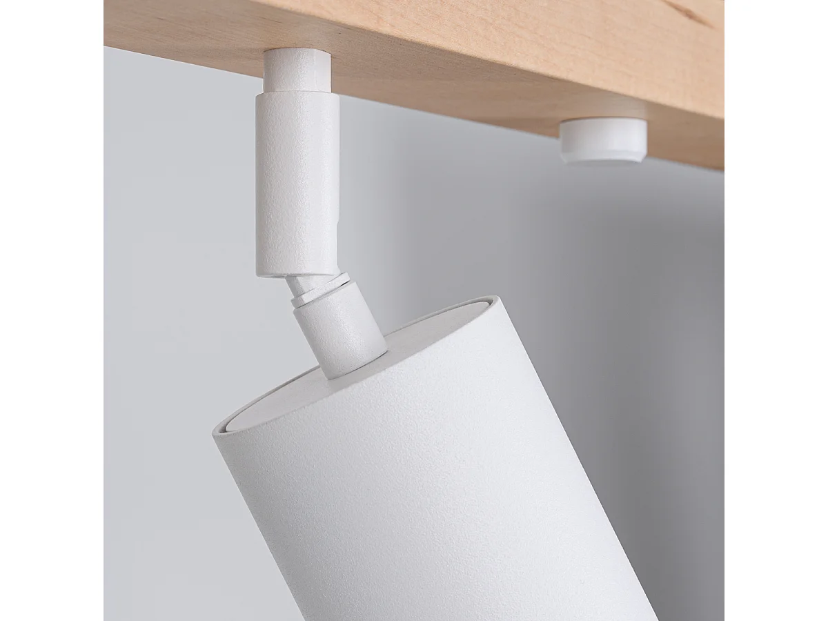 Plafonnier Verdo Moderne En Acier/Bois - 4 Sources Lumineuses - L.96 X H.17,5 Cm - Bois Blanc