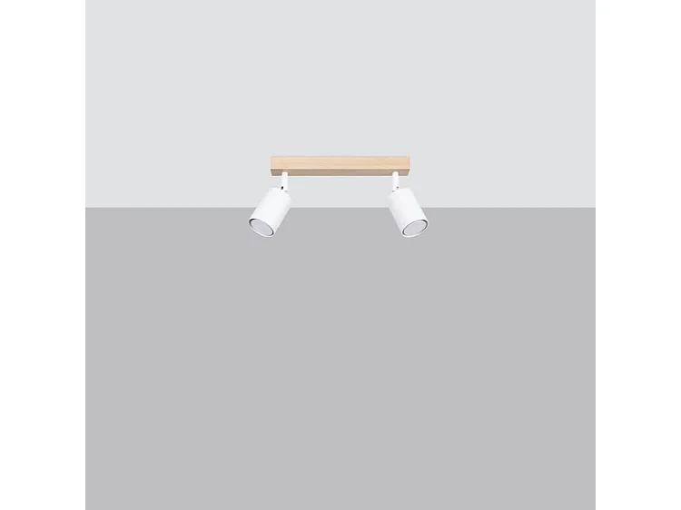 Plafonniers Verdo Moderne En Acier/Bois - 2 Sources Lumineuses - L.46 X H.17,5 Cm - Bois Blanc
