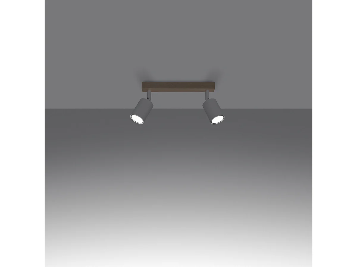 Deckenlampe VERDO modern aus  Stahl/Holz - 2 lichtquellen - L.46 x H. cm - weißes Holz
