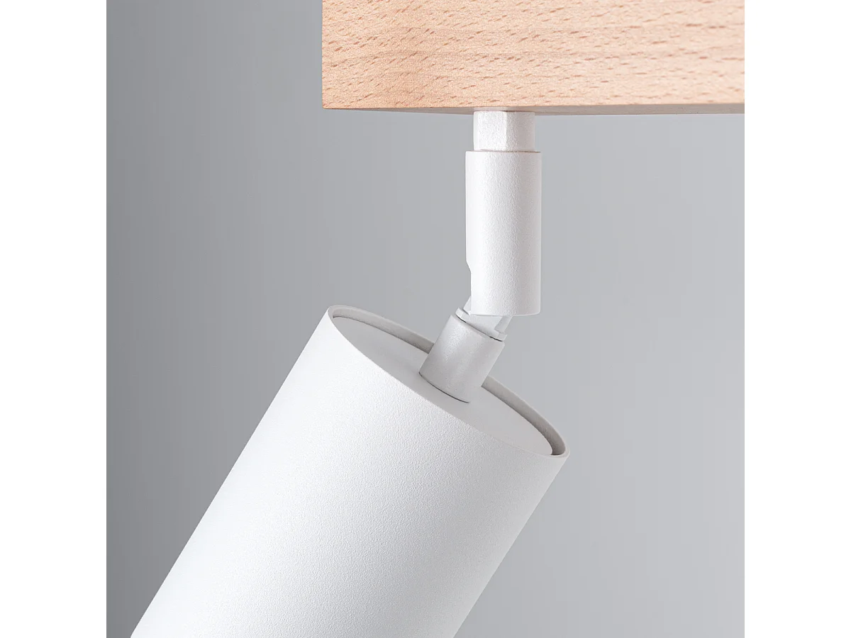Deckenlampe VERDO modern aus  Stahl/Holz - 2 lichtquellen - L.46 x H. cm - weißes Holz