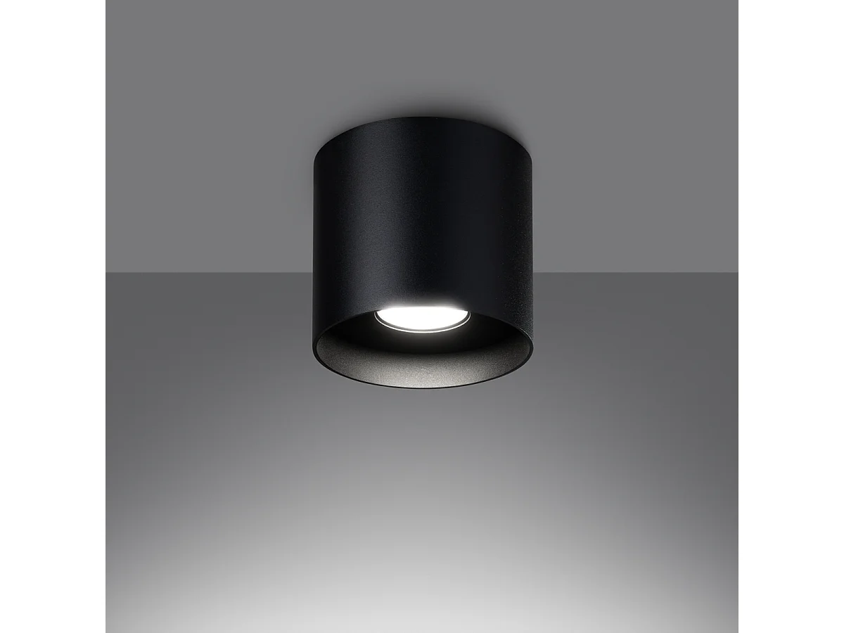 Plafony Minimalistyczny Mika, Aluminium - 1 Źródło - L.12 X H.11 Cm - Czarny