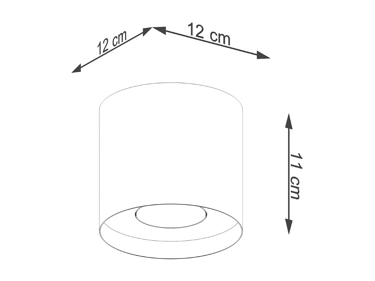 Plafony Minimalistyczny Mika, Aluminium - 1 Źródło - L.12 X H.11 Cm - Czarny