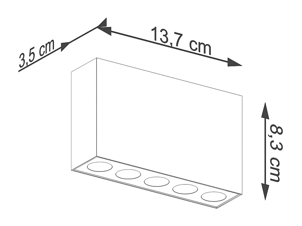 Deckenlampen Sole Minimalistisch Aus  Aluminium - 5 Lichtquellen - L.13,7 X H. Cm - Schwarz