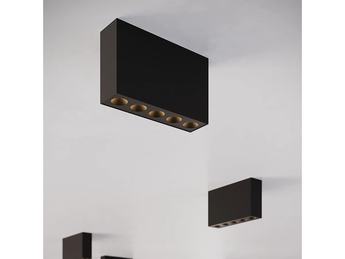 Deckenlampen Sole Minimalistisch Aus  Aluminium - 5 Lichtquellen - L.13,7 X H. Cm - Schwarz