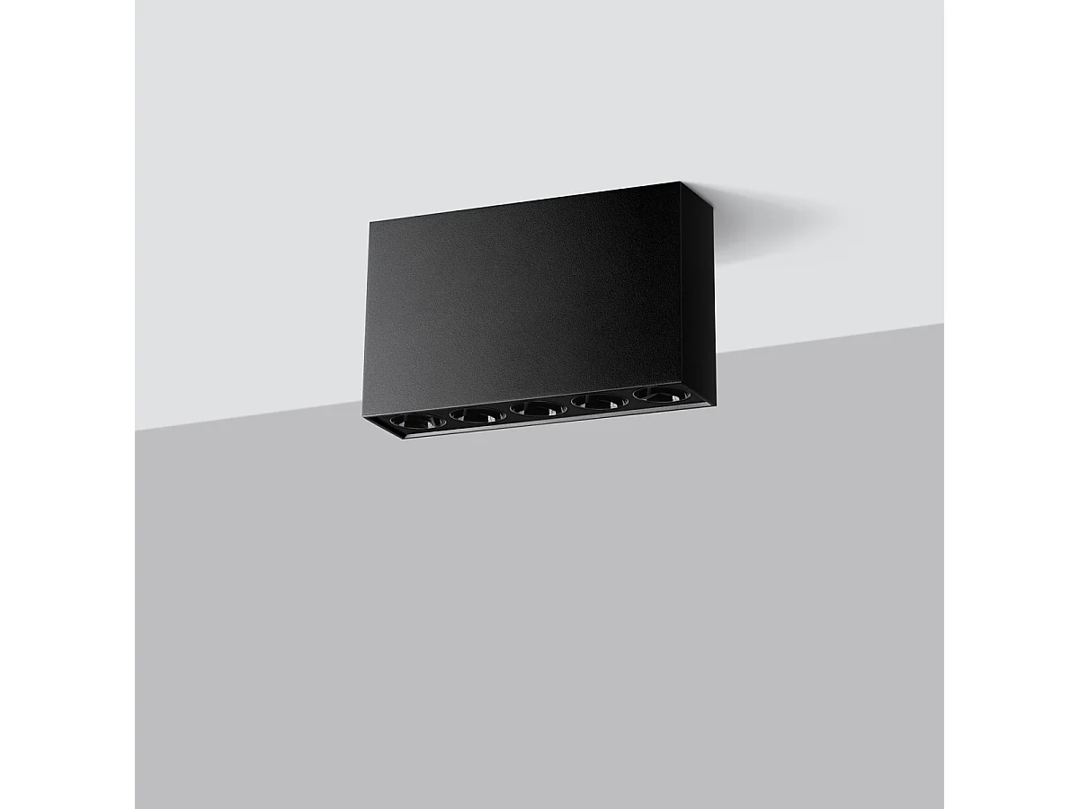 Plafonniers Sole Minimaliste En Aluminium - 5 Sources Lumineuses - L.13,7 X H.8,3 Cm - Noir