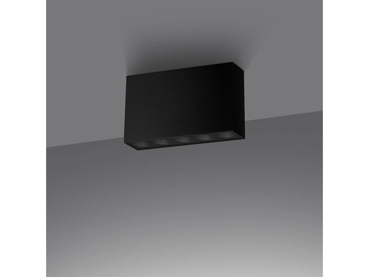 Deckenlampe SOLE minimalistisch aus  Aluminium - 5 lichtquellen - L.13,7 x H. cm - Schwarz